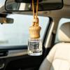 Empty Hanging Car Diffuser Bottles with Natural Wooden Lids Clear Glass Reusable for Homemade Car Air Fresheners