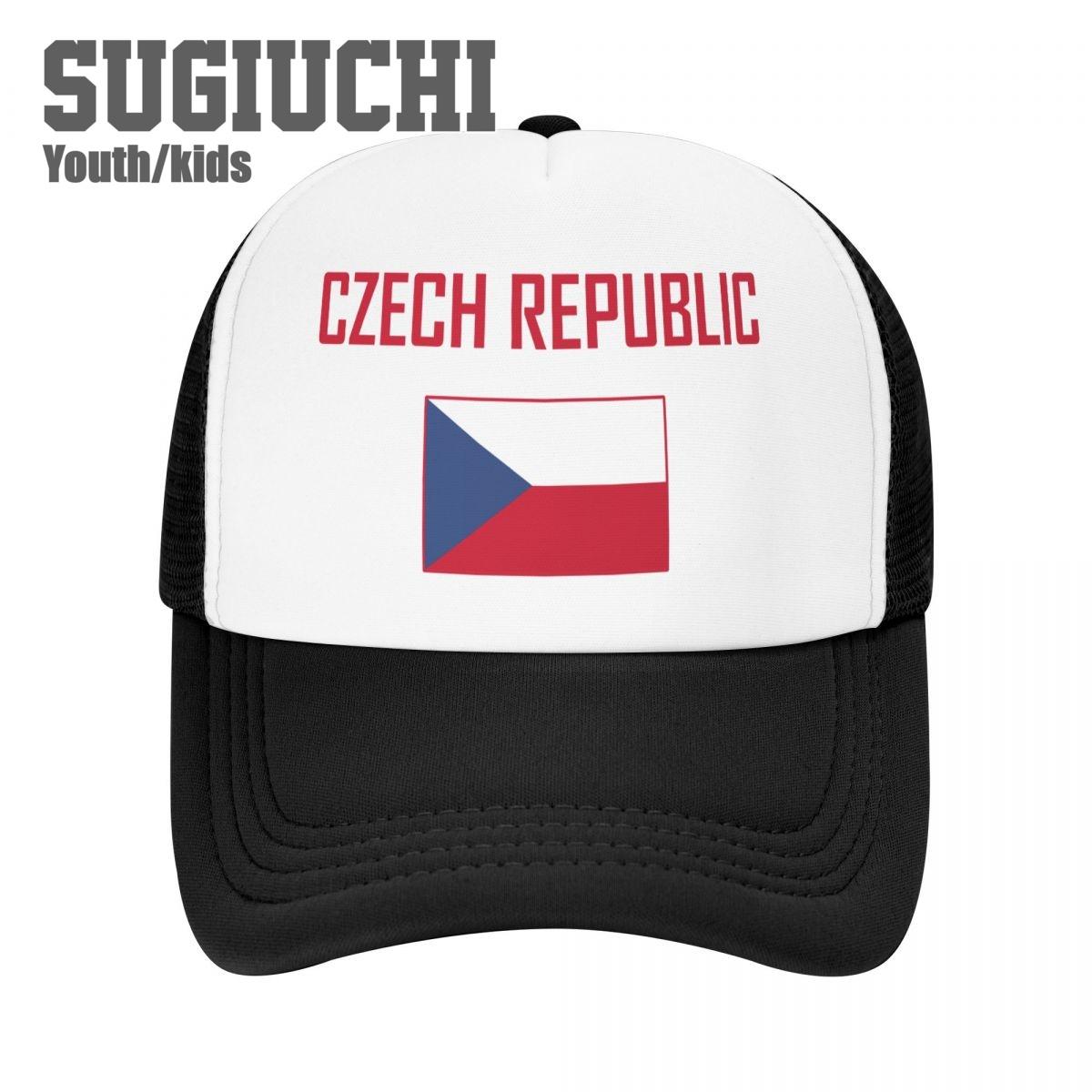 

Детская сетчатая кепка Шапка ЧЕШСКАЯ РЕСПУБЛИКА Флаг и шрифт Бейсболки для молодежи Мальчики Девочки Ученики Детские шапки Открытый спорт унисекс