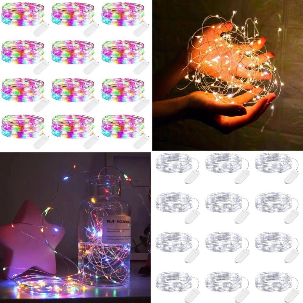 12 Packs 2M Copper Wire String Lights Waterproof Festival Decorative Light  Indoor Room