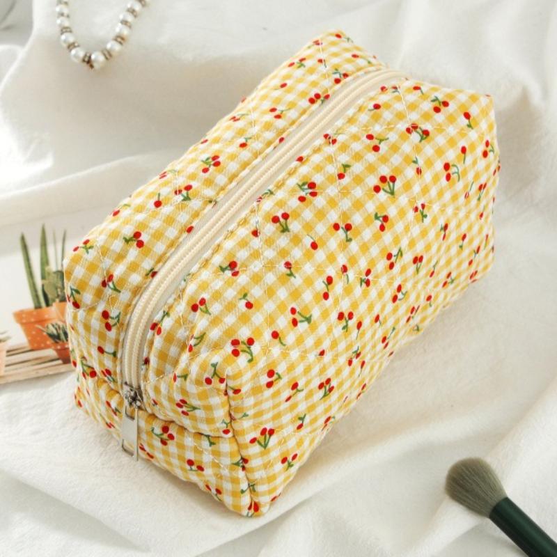 Schleifen-Karo-Kosmetiktasche für Damen, Aufbewahrungstasche für Servietten/Binden, Organizer-Tasche für Tampons/Lippenstift, Kosmetiktaschen für Frauen