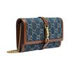 Gucci Jackie 1961 Gold Lock Monogram Canvas And Leather Chain Wallet On Chain Women Shoulder Bag Blue Brown 652681-2KQGG-8375