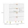 Elegant Four Drawer Bedside Table White