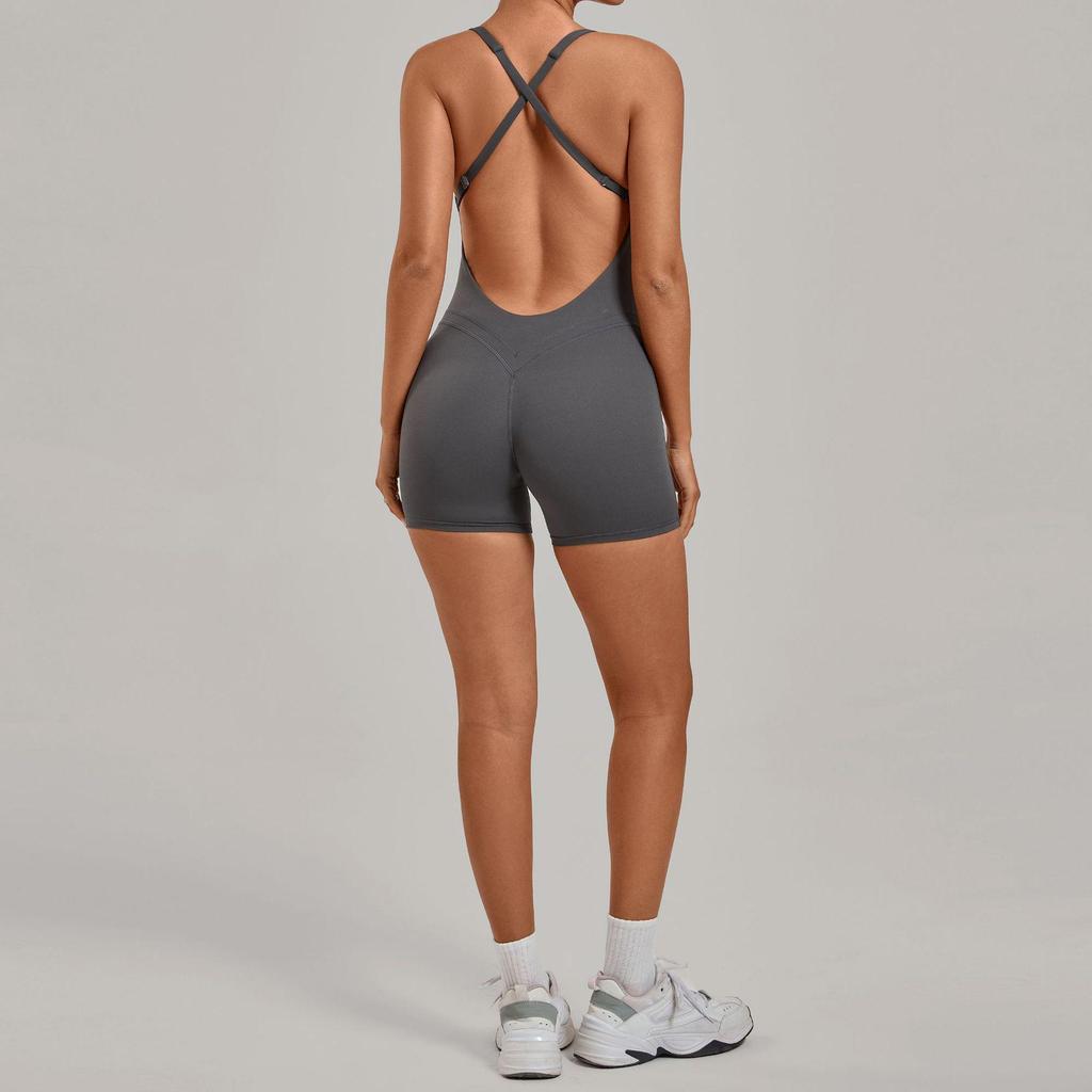 Nouveau Body de Sport Yoga Européen et Américain: Combinaison une pièce à dos croisé, ajustée, pour le fitness et la course à pied