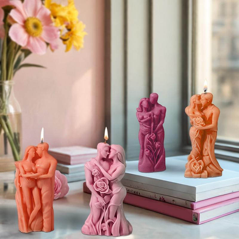DIY Lovers Embrace Candles Silicone Mold Flowers Roses Couple Concrete Resin Mouldose Flower Chocolate Human Body decor