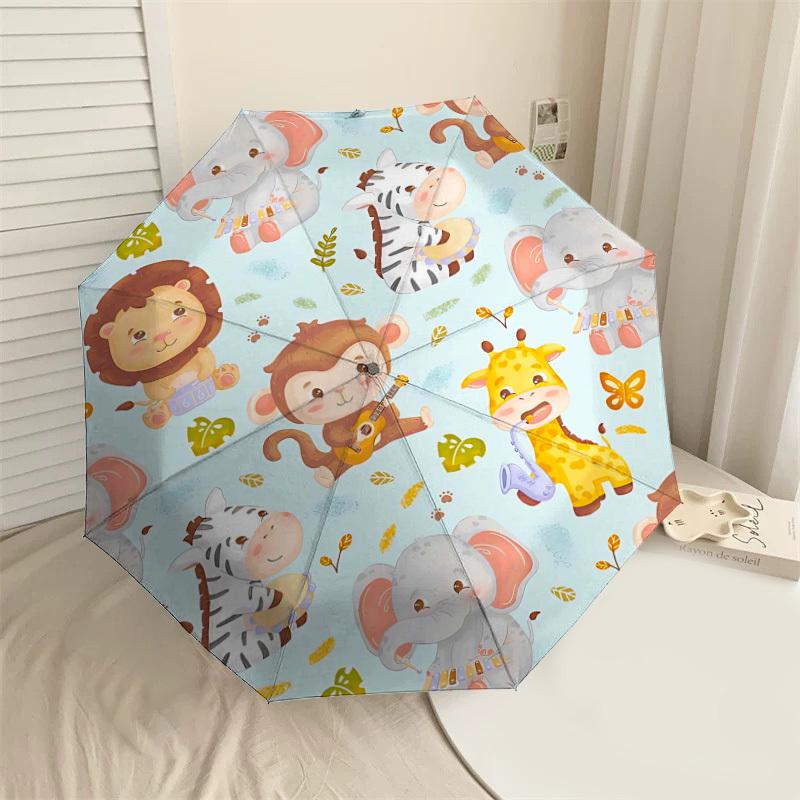 

1PC Zoo Animals Instruments Umbrella-8-Rib Reinforced Portable Folding Travel Suitable for All Seasons Outdoor Daily Use-G382