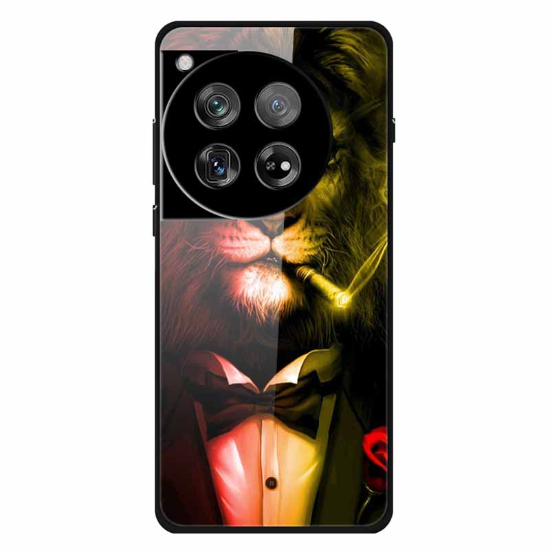 For Oneplus 12 12R Case Tempered Glass Luxury Hard Back Cover for Oneplus 12 12RCases Space Soft Bumpers for One Plus 12 5G Wolf