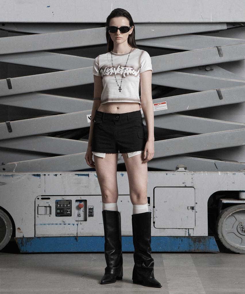 Jenyujeu Layers Micro Shorts Pants - Black