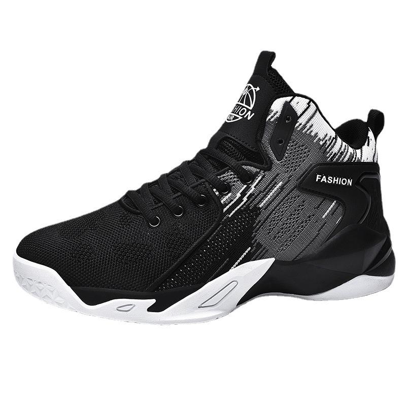 Basketball shoes men's large size student sports shoes flying woven youth travel shoes casual sneakers