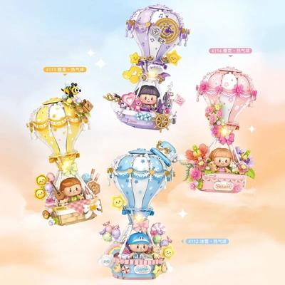 TOYLINX 789-Piece Pink Hot Air Balloon Model Building Blocks - Desktop Decorations, Children's Festival Gifts, ABS Toys