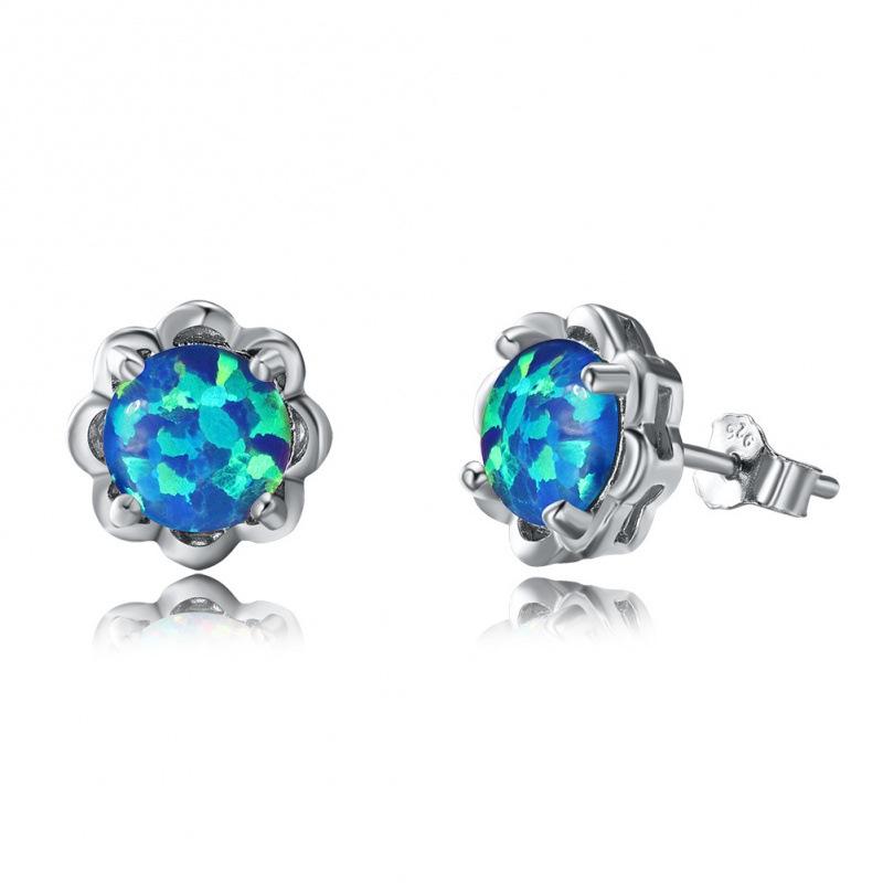 Sterling silver four-claw flower stud earrings women s temperament versatile earrings
