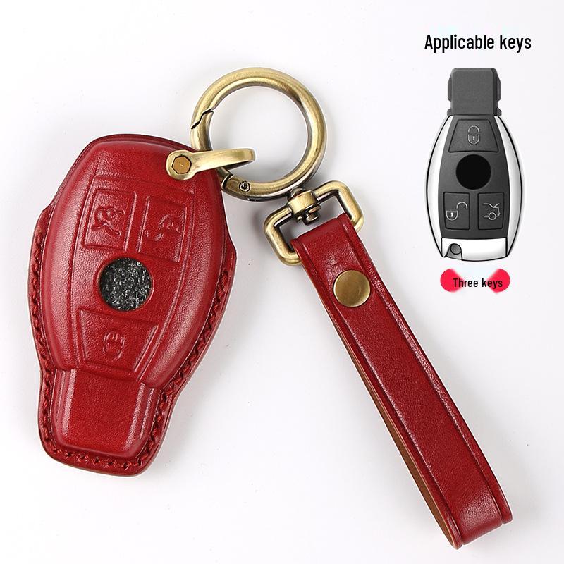 Genuine Leather Key Case for Mercedes-Benz LA200L, GLC300L, GLC260, B200, New E-Class.