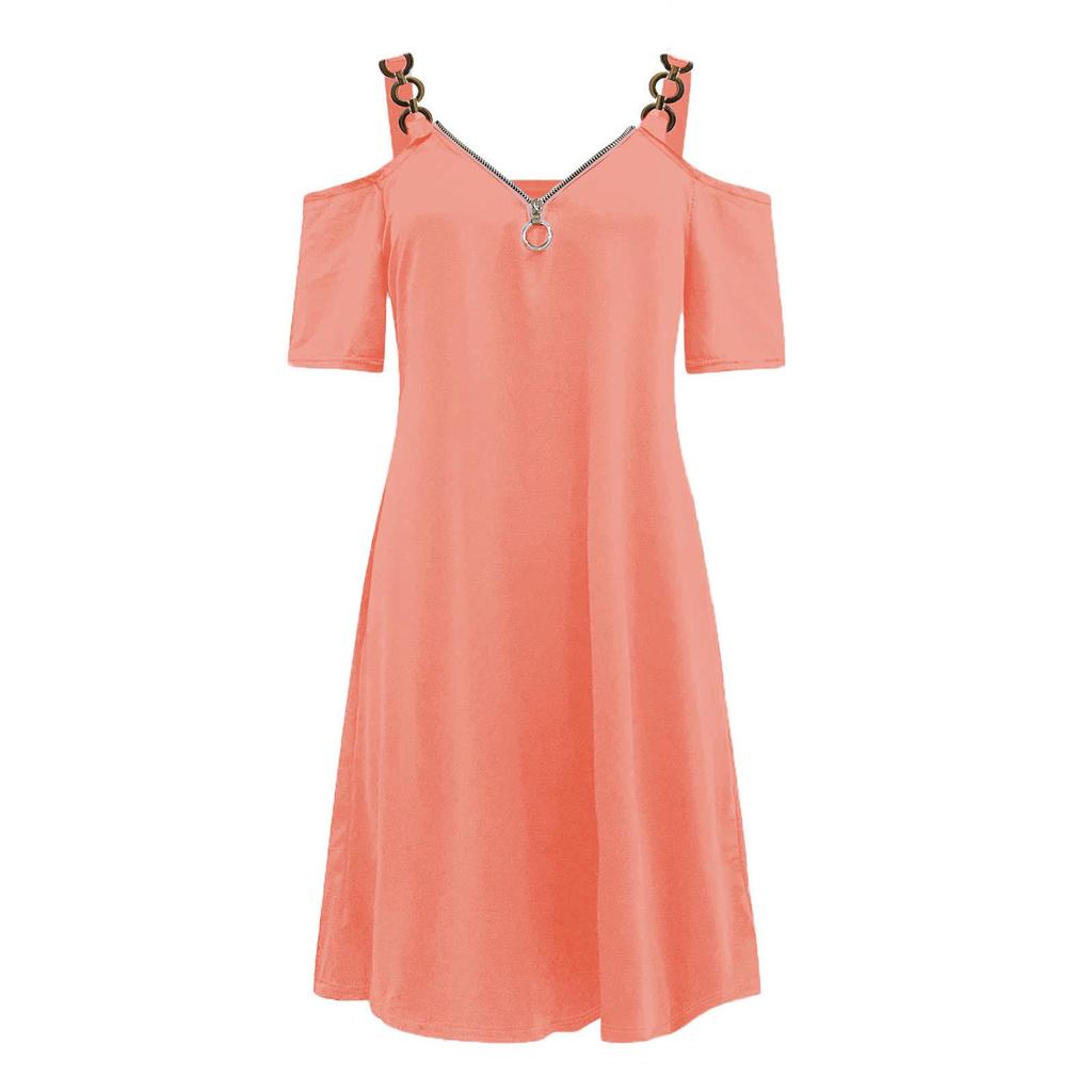 2026 Women's Fashion Zipper V-neck Off-the-Shoulder Camisole Dress