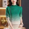 Women's Crew Neck Sweater Autumn and Winter Gradient Knit Pullover Loose Thick Knit Top
