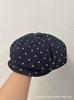 Simple star printing cotton and linen age-reducing octagonal hat women's autumn retro versatile painter hat showing face small flat top beret