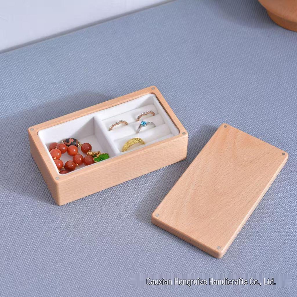 Wooden Magnetic Jewelry Box: Portable Ornamental Necklace & Ring Storage