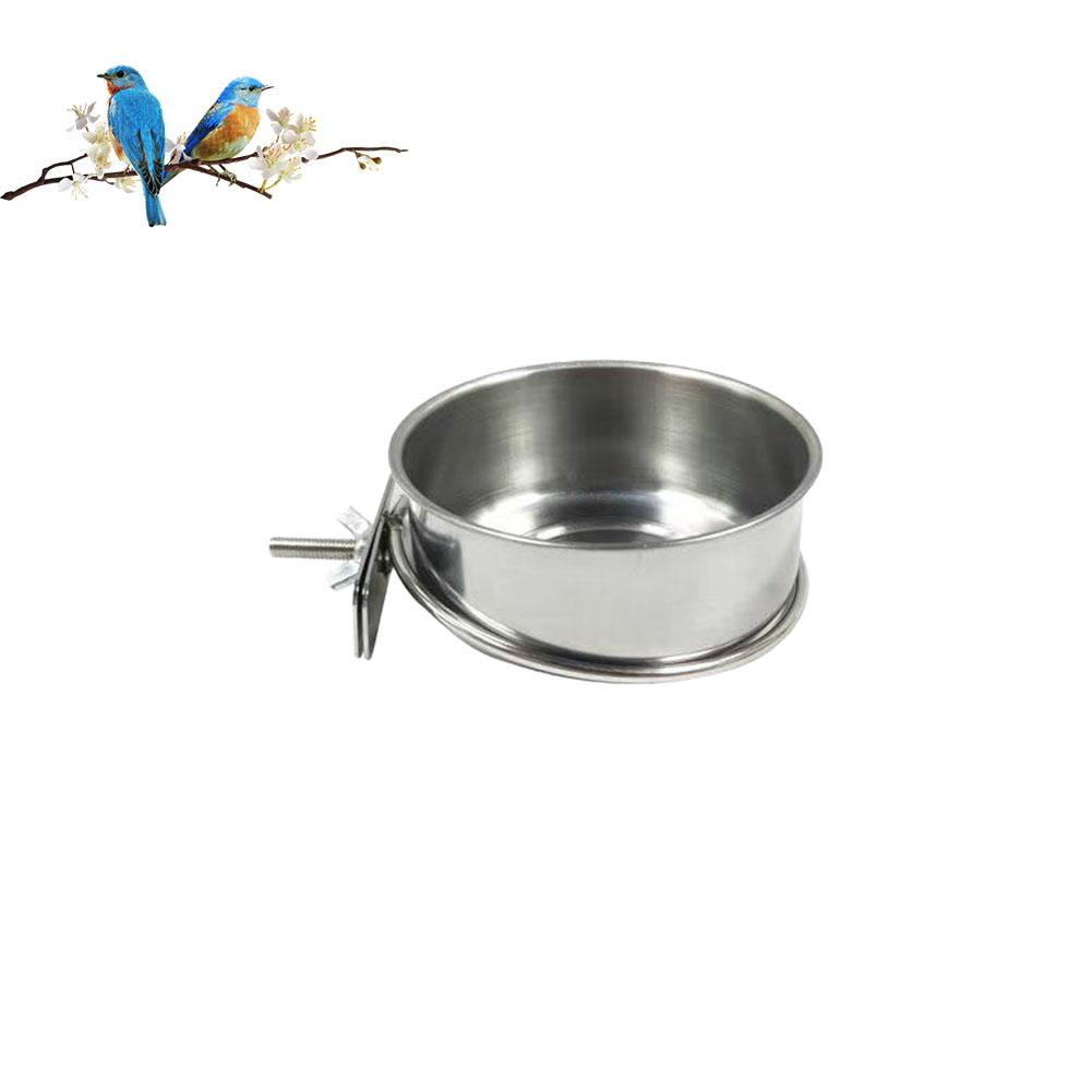 

Parrot Rabbit Hamster Pet Food Dish Stainless Steel Clamp-on Water Drinker Bird Feeder Feeding Bowl Cage Cup Pet Cage Accessorie