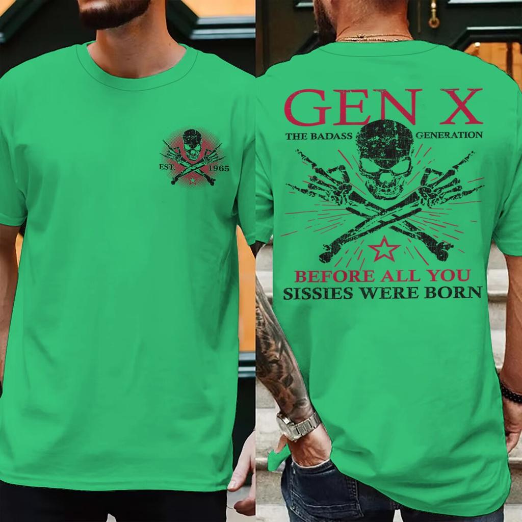 Stampato 1965 Divertente Generazione X Unisex Unisex Magliette La Generazione Badass Cresciuta Dai Teschi Streetwear Manica Corta Ropa Hombre Magliette