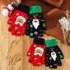 Women's Winter Touchscreen Knitted Cartoon Christmas Gloves – Warm and Thick Five-Finger Design