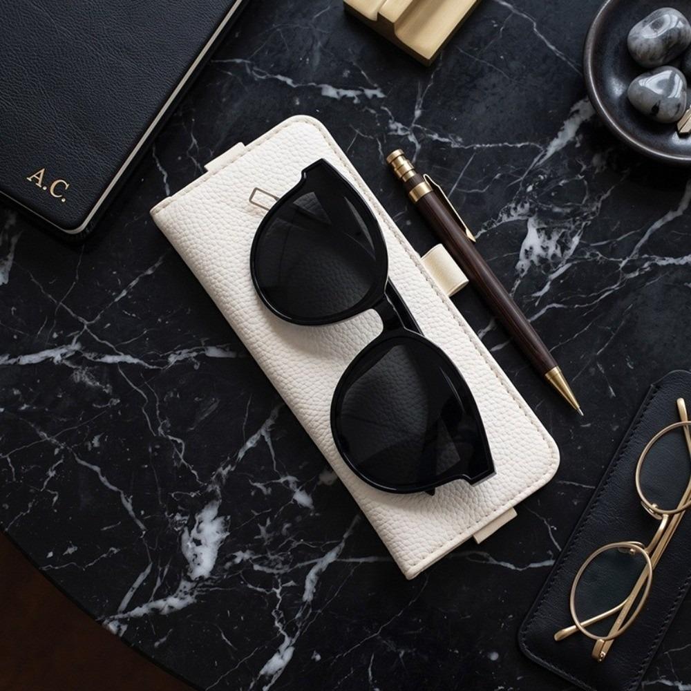 with Elastic Band Eyeglasses Holder PU Leather Pencil Pouch Journal Planner Notebook