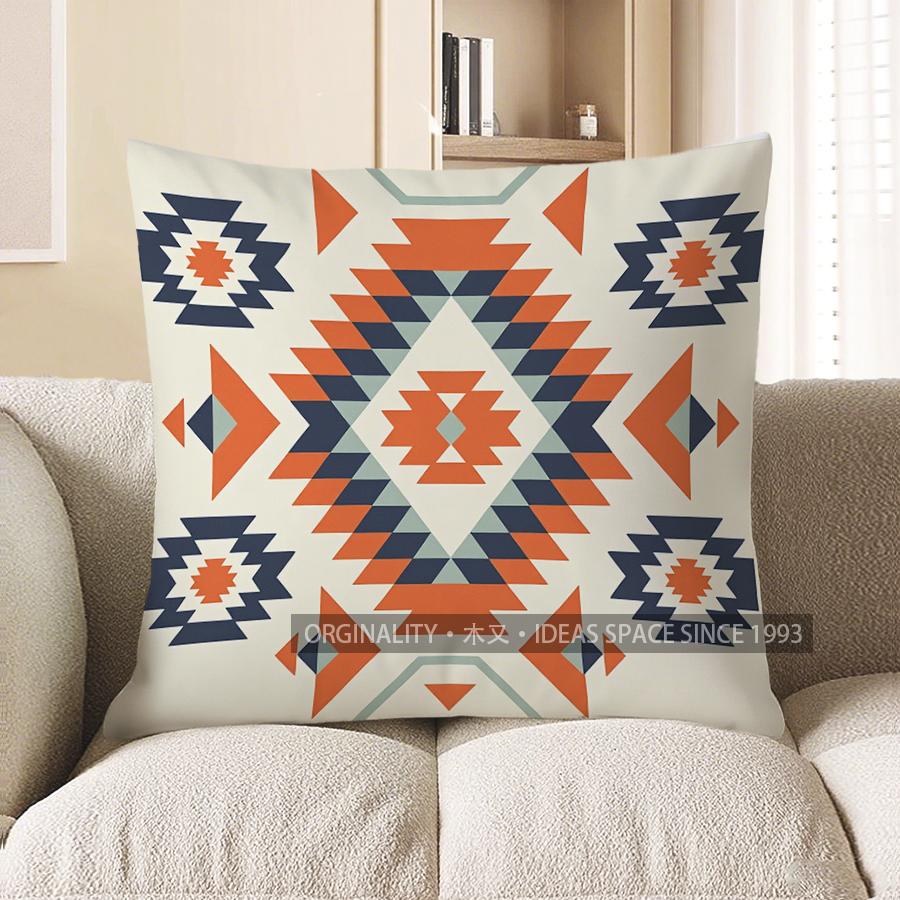Home Decor Geometric Aztec Pattern Throw Pillow Cover Pattern Cushion Cover Suitable For Sofa Bedroom Car Pillow Cover