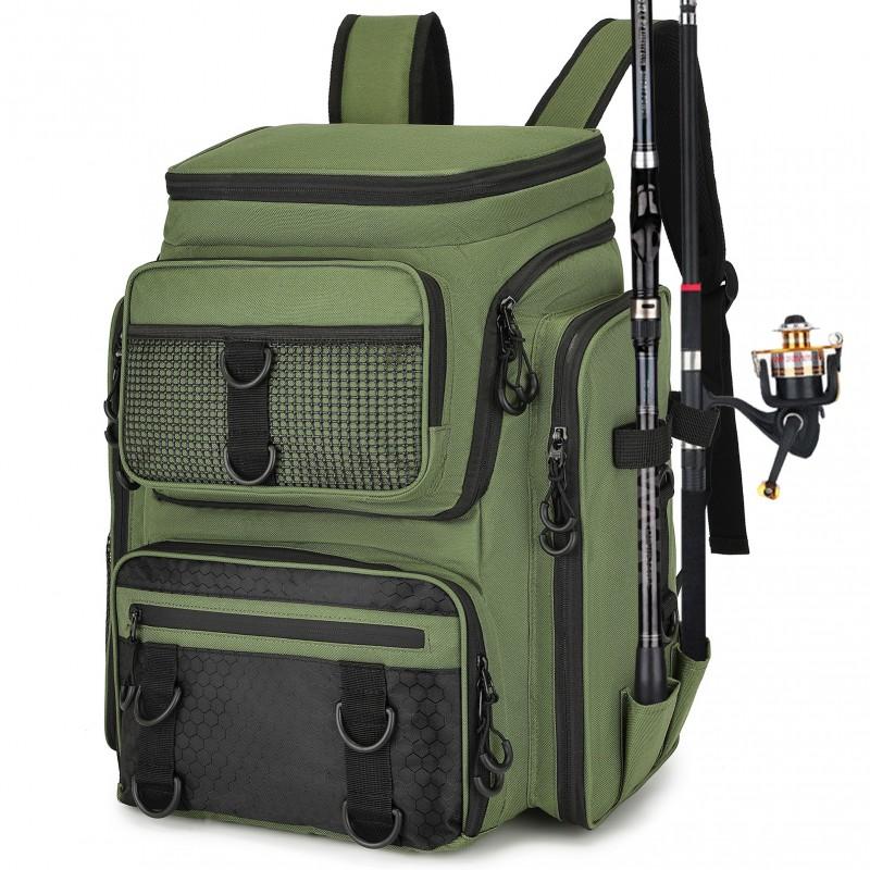 Fishing Backpack Multifunctional Rod Storage Bag Camo Outdoor Camping Gear