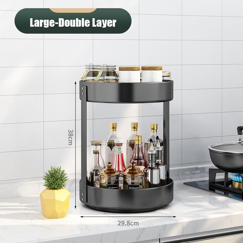 360° Rotating Spice Rack Organizer Seasoning Holder Kitchen Storage Multi-Function Tray Home Supplies for Bathroom Cabinets