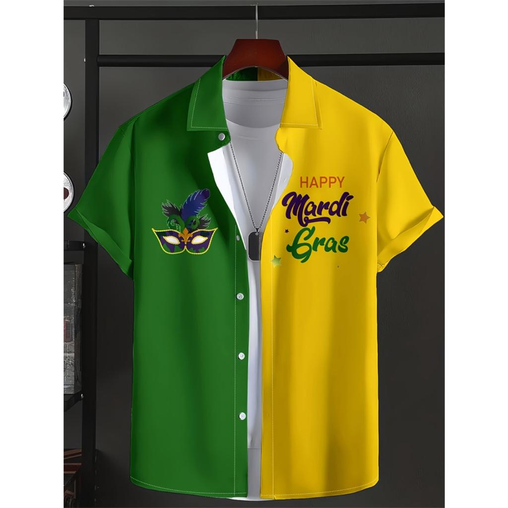 Spring And Summer Men's Beach Short Sleeve Shirt Loose Casual Lapel Button Down Shirt Fashion