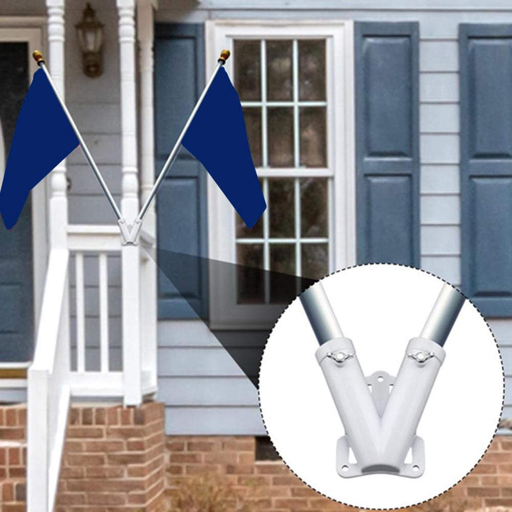 1 szt. Wytrzymały Uchwyt Ścienny na Maszt Flagowy Kształt V Stop Aluminium Uchwyt na Flagę Ścienną Uchwyt Podwójny Uchwyt do Montażu Flagi
