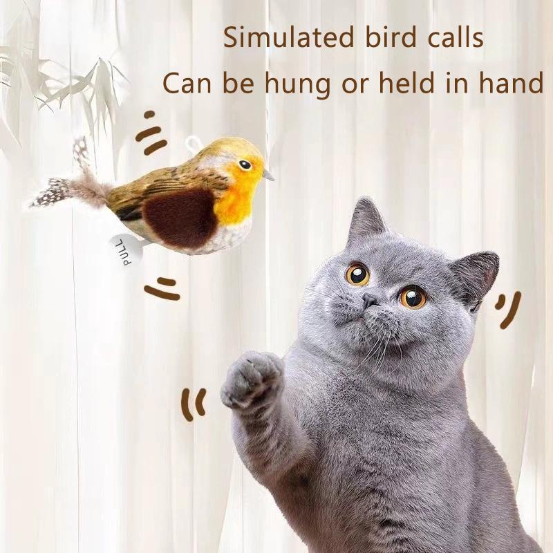 Cat Interactive Toys Catnip Bird (With Catnip) Dog Cats Touch-Activated Squeaky Pet Plush Toy Bite-Resistant Hanging Cat Toy