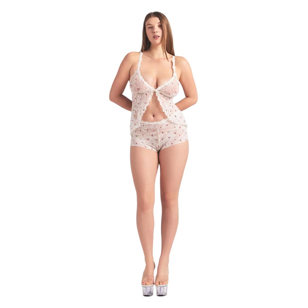 Skims Womens/Ladies Cherry Lace Stretch Top