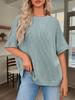 Womens Ribbed Batwing T Shirt Short Sleeve Loose Fit Summer Tunic Top