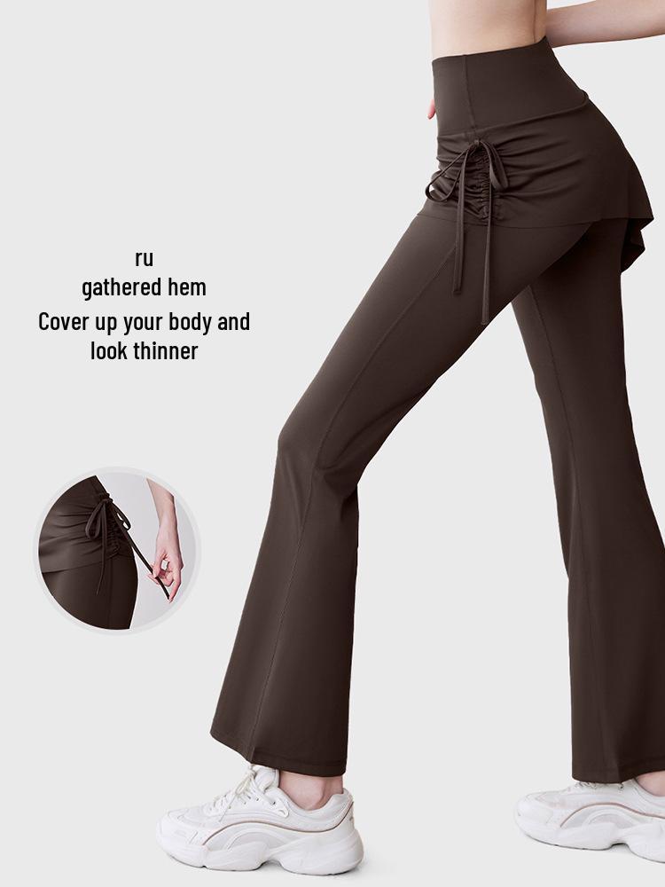 Dvoudílná sukně na jógu s kontrolou bříška, vysokým pasem a plisovanou klopou proti rozpakům pro ženy