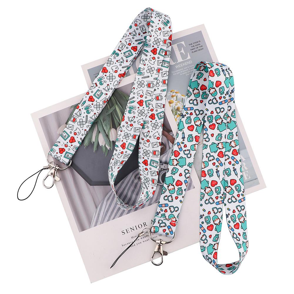 Cartoon Doctor Mobile Phone & ID Lanyard - Fashionable, Sturdy, and Durable Polyester Pendant