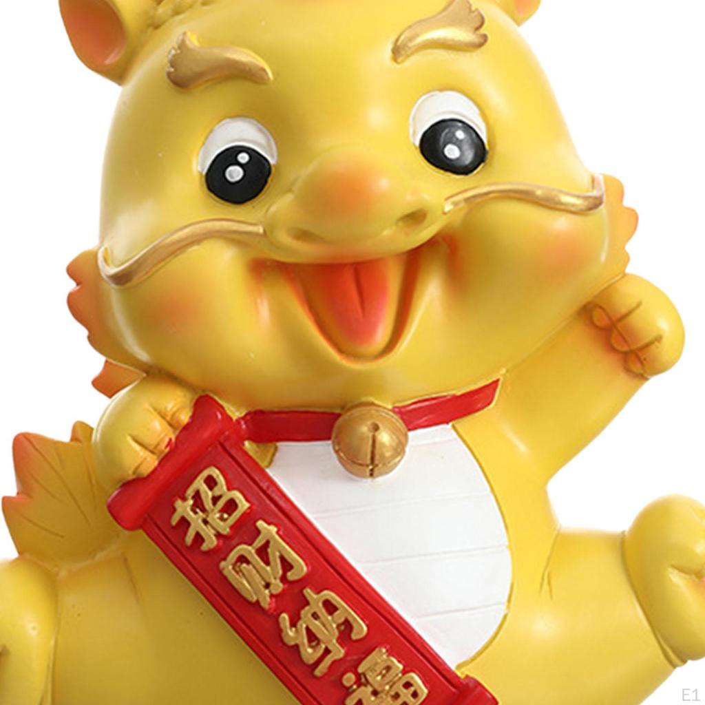 Chinese Year Dragon Statue Piggy Bank Animal Sculpture Feng Shui Table Figurine