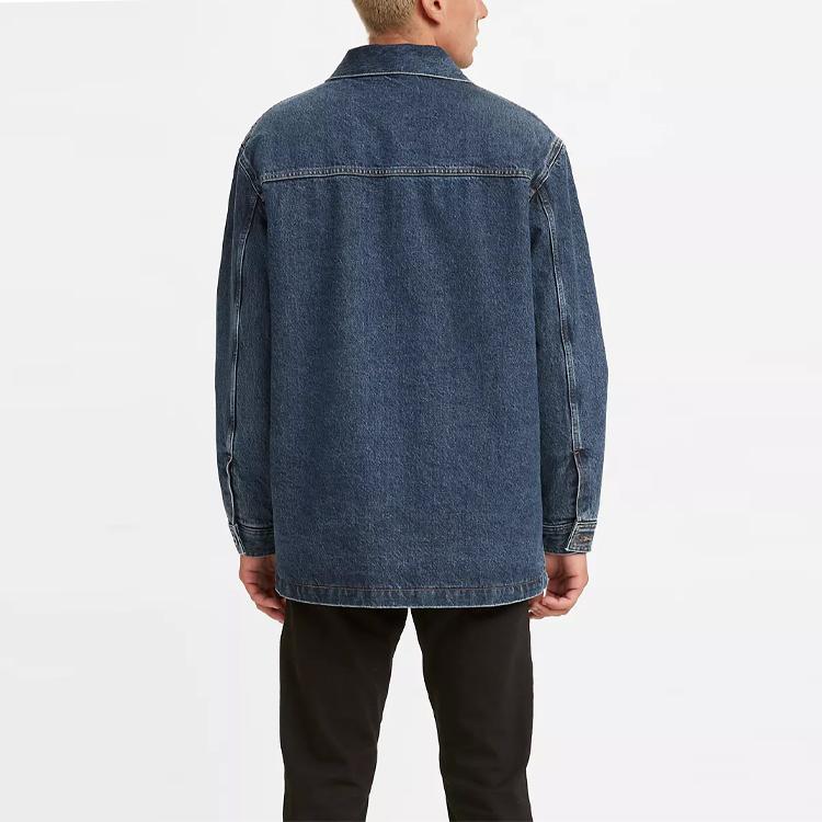 Levis voľný strih veľké vrecko dlhý rukáv džínsová bunda pánske bundy modrá A0284-0000