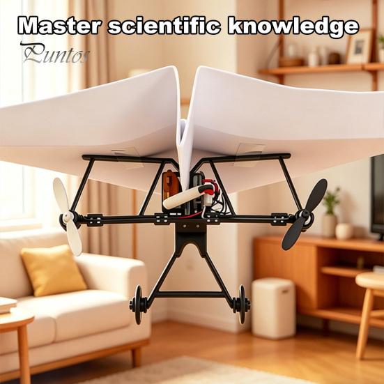 RC Plane with Dual Propellers Remote Control Paper Airplane Kit, DIY Electric Gyro Kit Stabilizer, Propellers, Lightweight Glider Assembly Toy