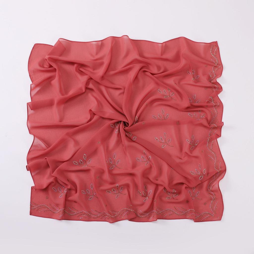 90Cm New Chiffon Hijab With Rhinestones Diamonds Scarf Shawls Solid Headscarf Wraps Ramadan Eid Hijabs Glitter Headband Turban