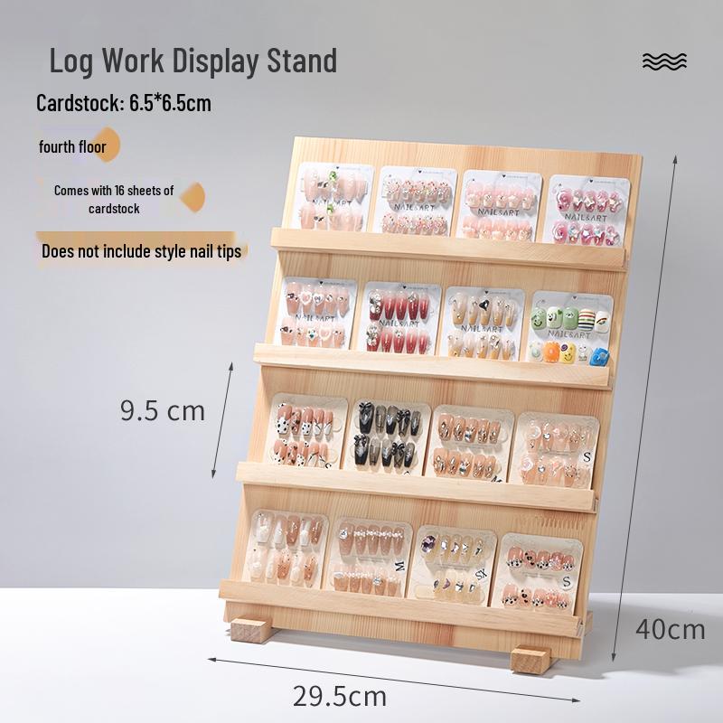Solid Wood Nail Display Stand for Manicure Shops and Livestream Rooms