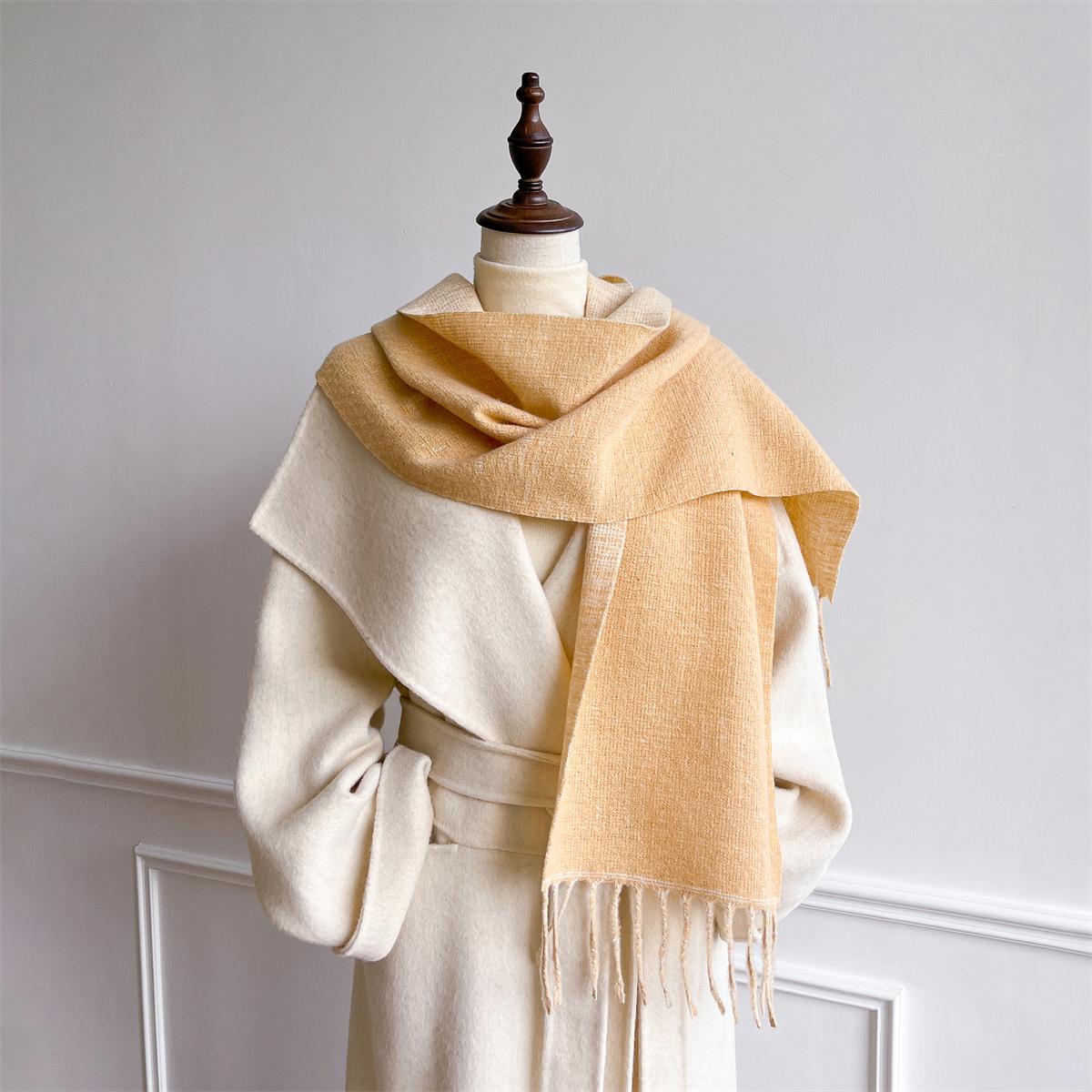 Écharpe Carreaux en Cachemire de Luxe pour Femme Châle Chaud d'Hiver et Bandeau Enveloppant Pashmina Foulard Carré Épais Couverture Poncho 30x180cm beige