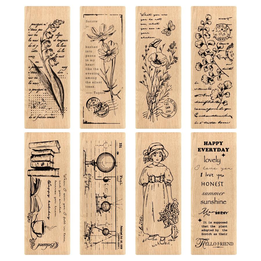 Exquisite Wooden Floral Girl Stamps - Creative Fresh Plant DIY Journal Decor Stamps (8 Styles To Choose) Journal Stamp Journal