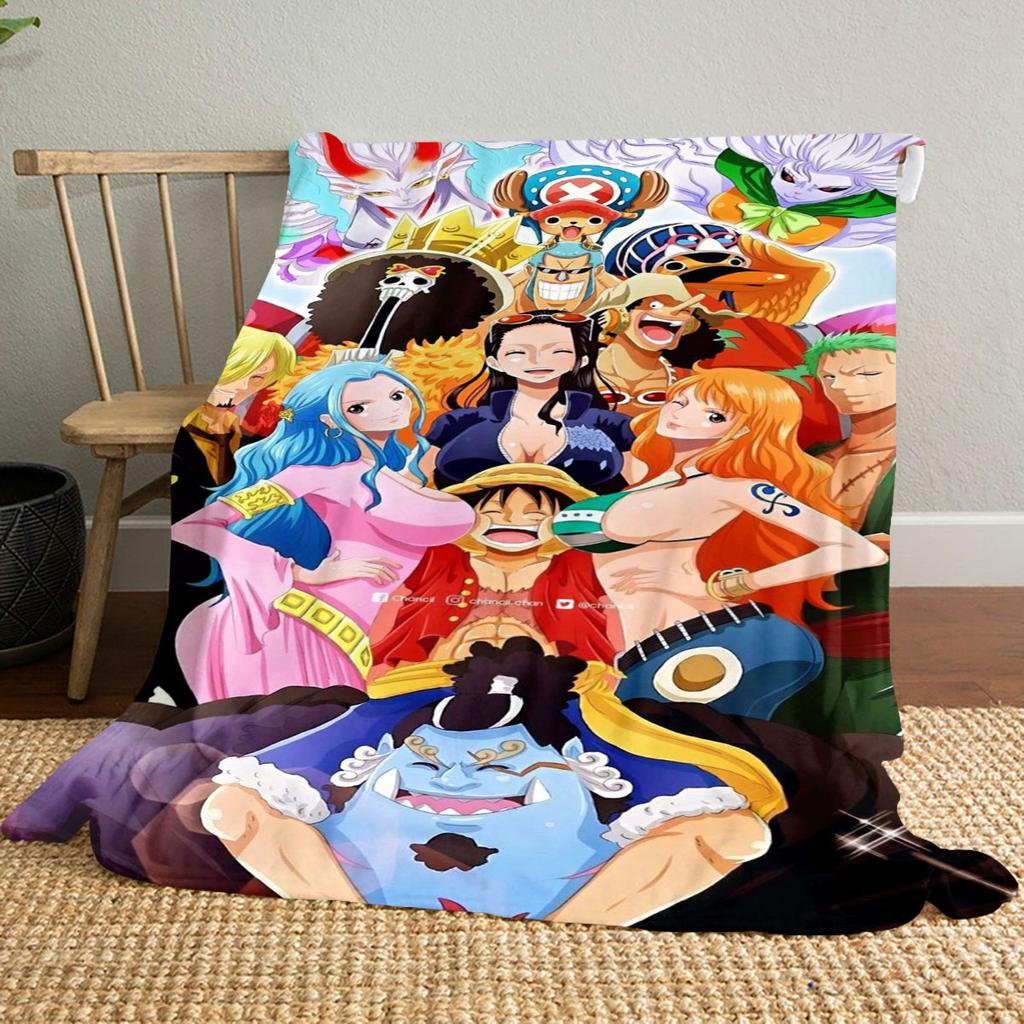 One Piece Luffy Print Blanket, High-quality Nap Blanket, Warm and Soft, Suitable for Sofas, Beds, Camping Trips, and Offices.