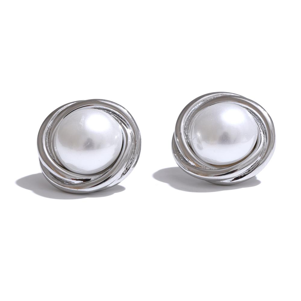 

Yhpup Korean Style Simulated Pearls Round Stud Earrings for Women Versatile Daily Elegant Fashion Jewelry Anti Allergic Gift
