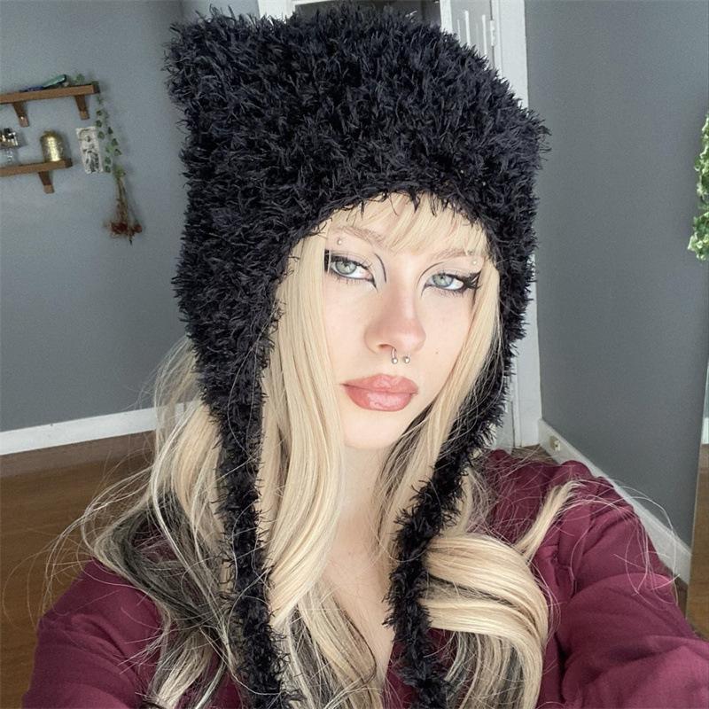 

Новая вязаная крючком шапка-медведь ручной работы, детская шапка-пуловер с ушками медведя Adult 57-59cm