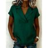 IHUASU Camicette e camicie da donna con scollo a V, maniche corte, stampa tinta unita casual alla moda