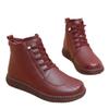 Soft leather mother cotton shoes winter new flat soft sole women's shoes medium velvet comfortable warm short boots