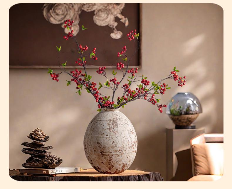 Wabi-Sabi Style Jingdezhen Ceramic Vase - Retro Coarse Pottery Centerpiece Jar