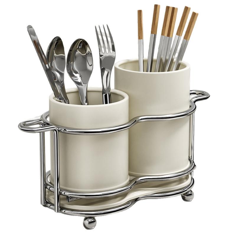 Kitchen Utensil Holder Multifunctional Drainer Stand for Chopsticks Spoons Knives Storage Organizer
