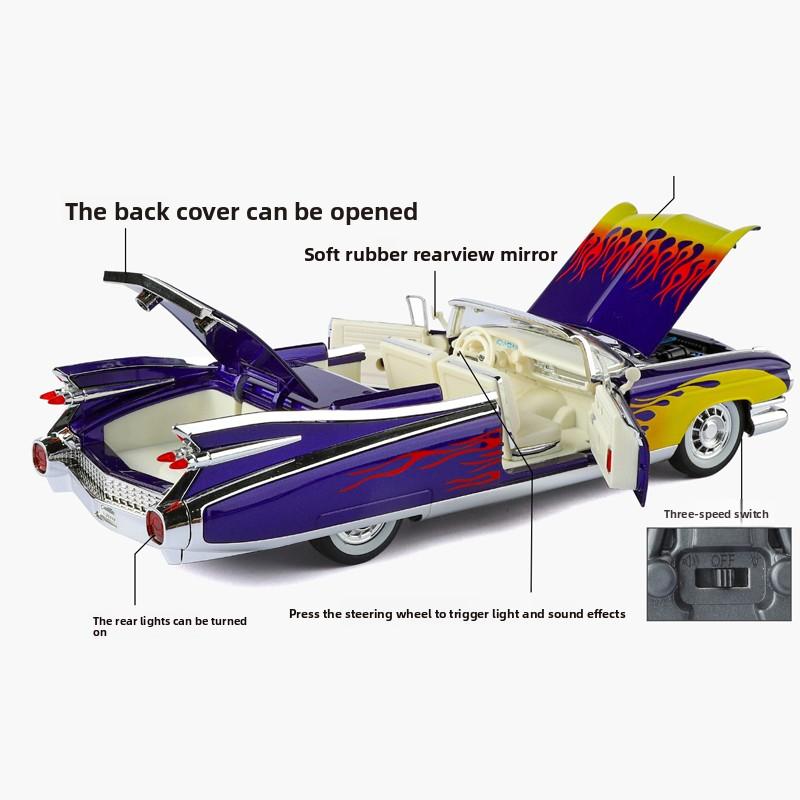Simulation 1:24 Cadillac Alloy Retro Car Model with Pull-Back Sound and Light Collection Miniature Voiture Home Decor Gift