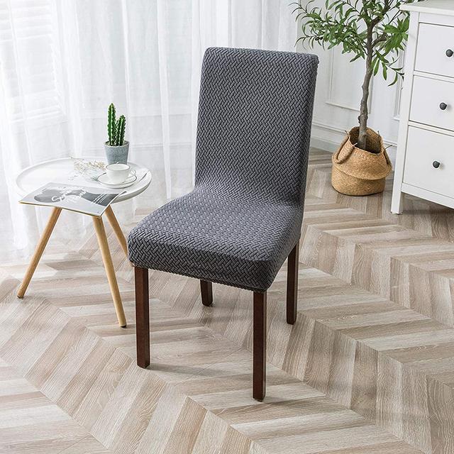 

High Stretchy Jacquard Three -Dimensional Chair Cover For Dining Room Kitchen Home Thick High -Soft Fabric Protective Covers Quickly Washable 1 piece темно-серого