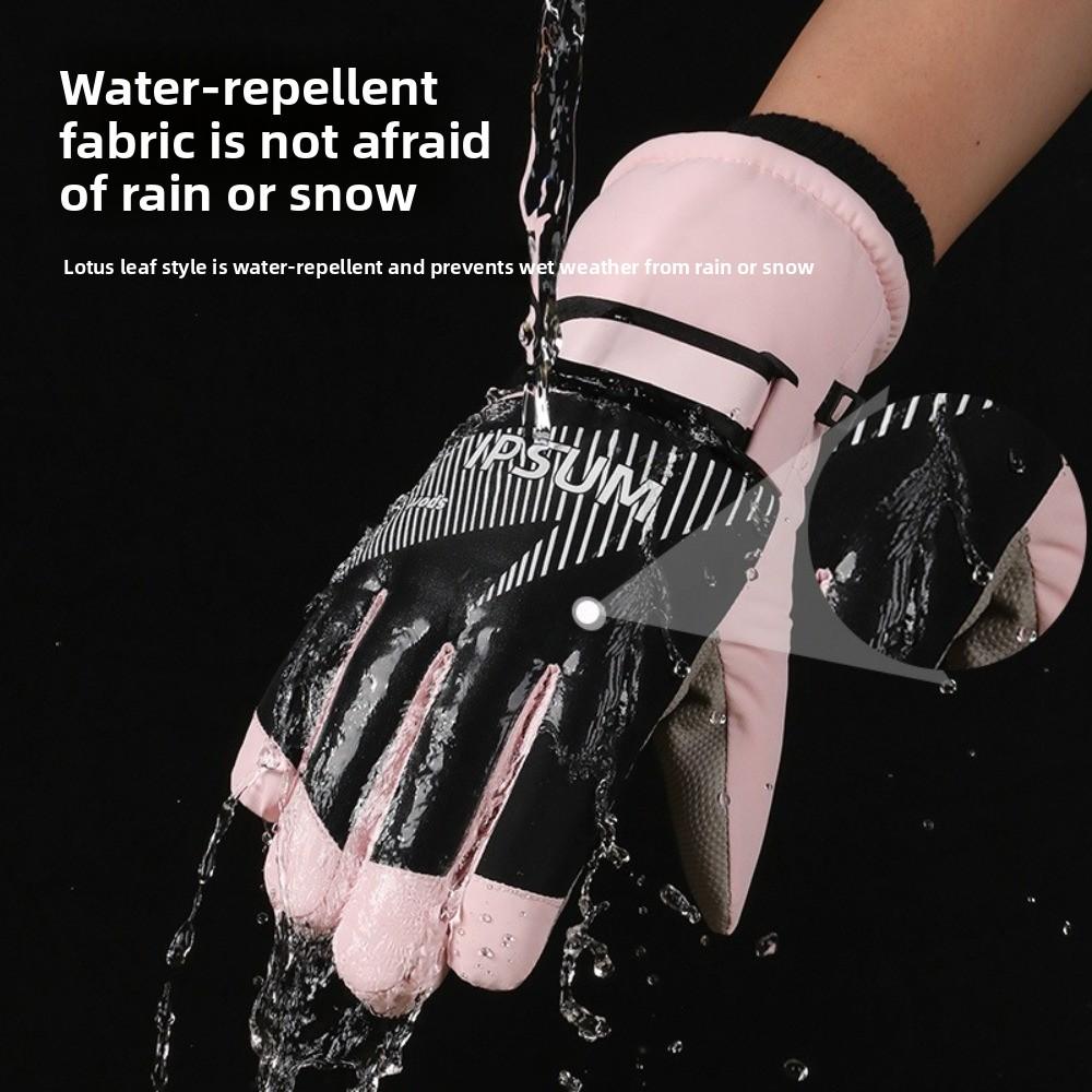 Stripe Skiing Gloves Keep Warm Full Finger Mittens Fashion Cycling Mittens  Female/Girls